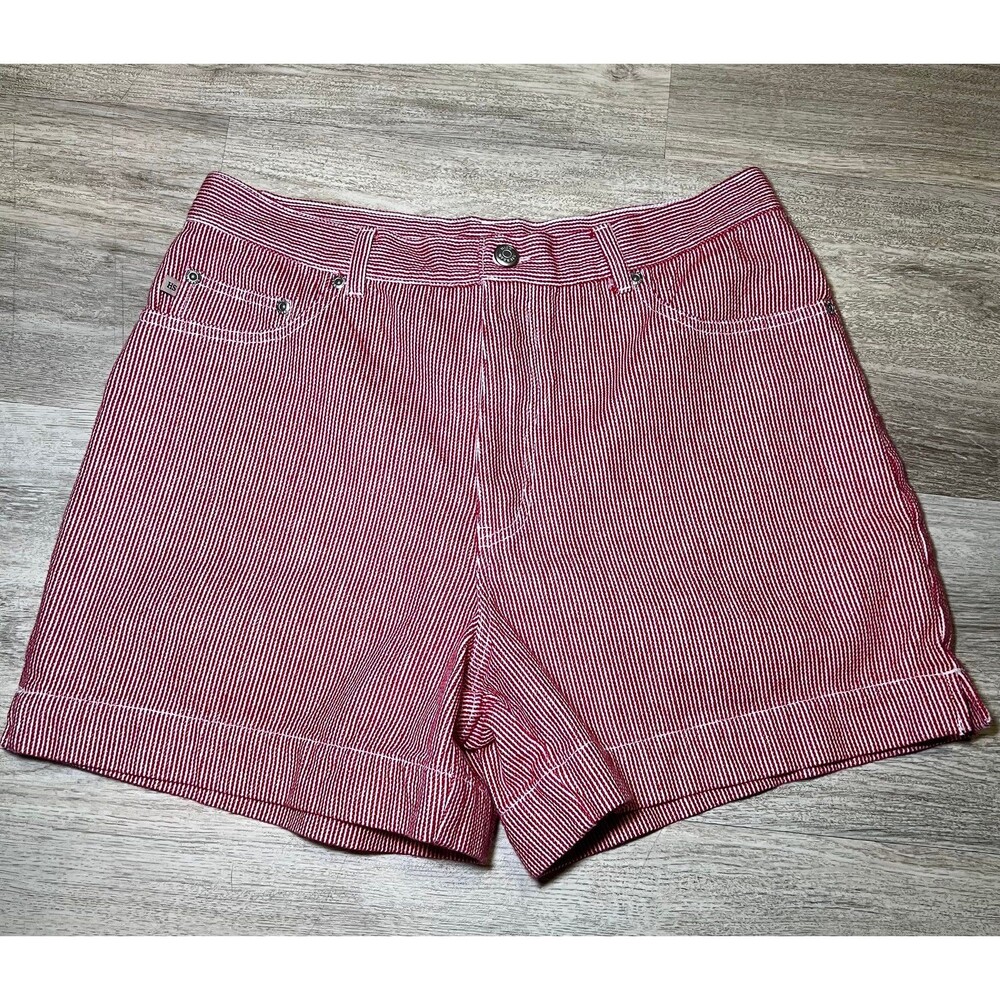 Red and white women’s high Sierra‎ shorts size 14
